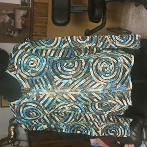 Laura Ashley top. Petite  large. Brown delicate see through lace between swirls